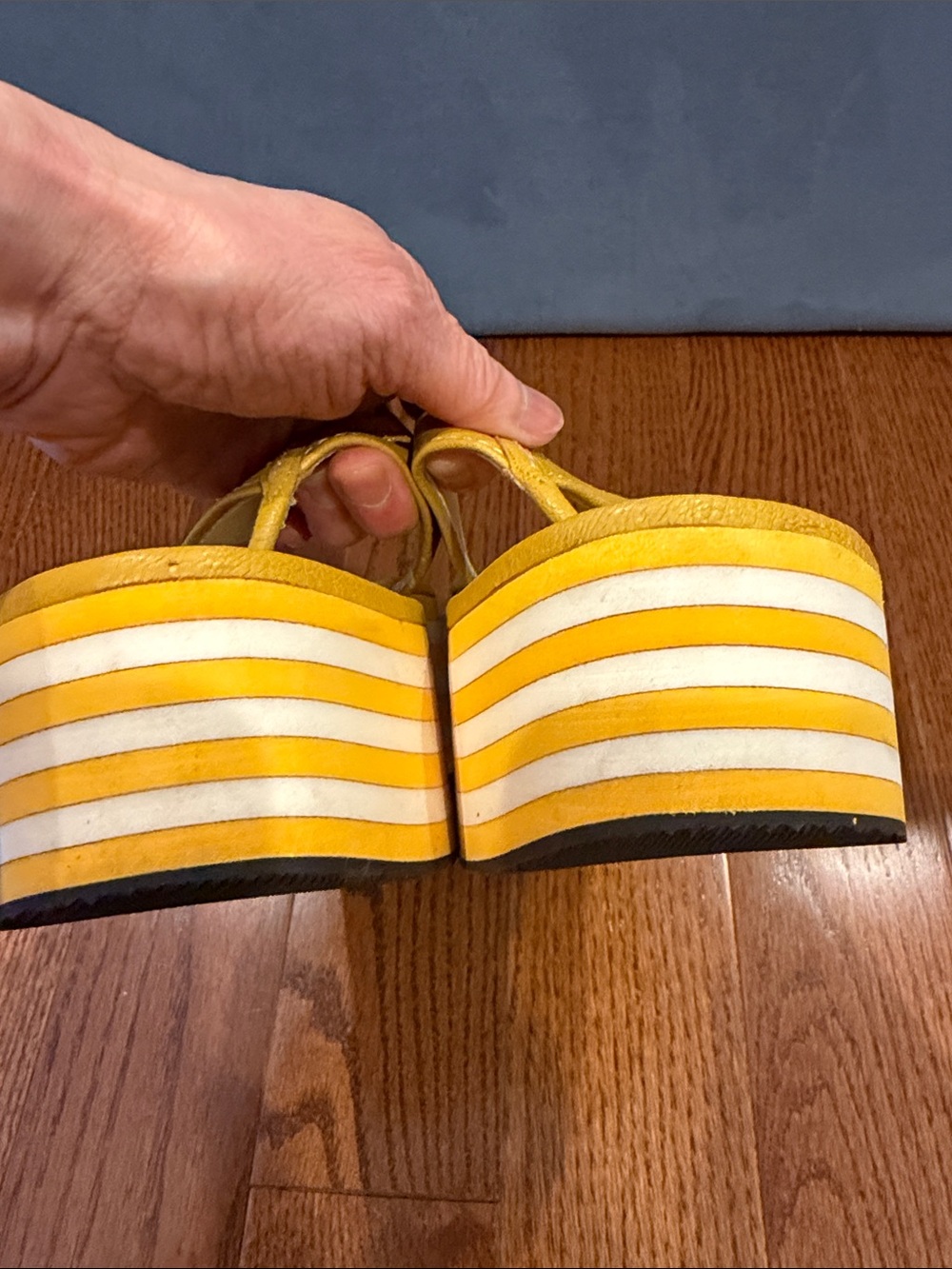 Prada Yellow Leather Platform Thong Sandals - Picture 9 of 17